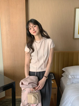 (4 colors) Strap Half-Neck Knit