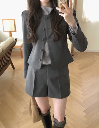 (2 colors) Wool button-point jacket