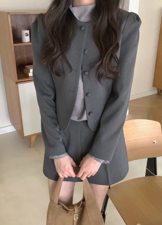 (2 colors) Wool button-point jacket