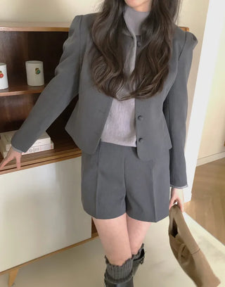 (2 colors) Wool button-point jacket