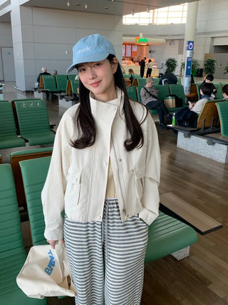 (2 colors) Semi-cropped high-neck mountain parka