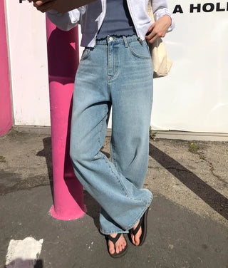 (2 colors) Wide Denim Pants
