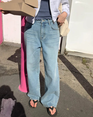 (2 colors) Wide Denim Pants