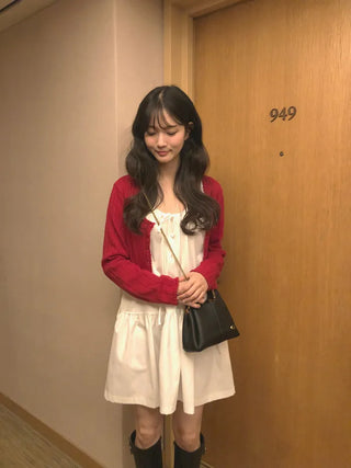 (4 colors) Perforated Cropped Cardigan