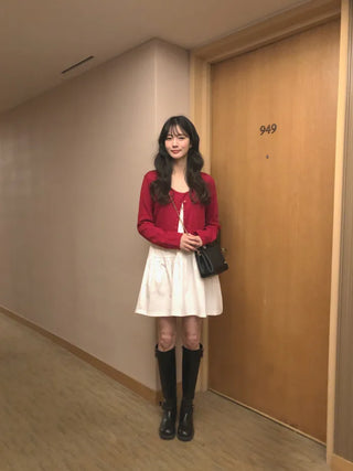 (4 colors) Perforated Cropped Cardigan