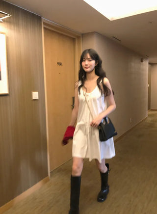 (2 colors) Ribbon Camisole Dress
