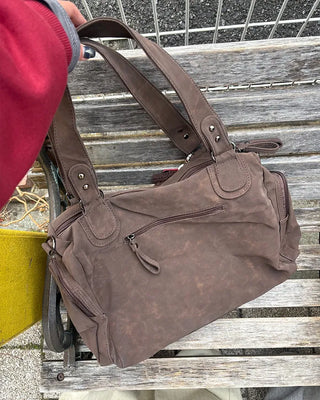 Multi-pocket Boston Big Leather Tote Bag
