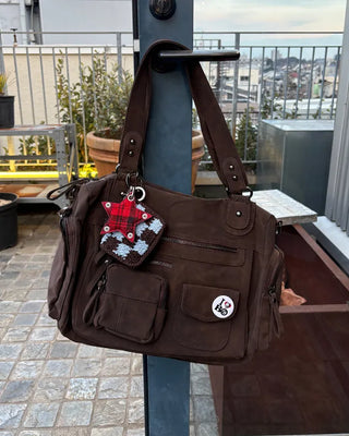 Multi-pocket Boston Big Leather Tote Bag