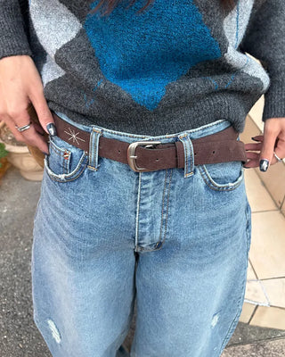 Twinkle Stitch Suede Belt