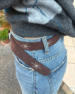 Twinkle Stitch Suede Belt