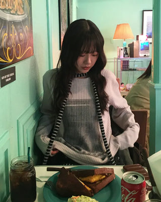 2-Way Neck 7 Illustration Ribbed Long T-Shirt
