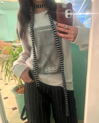 Border Hairy Knit Tie