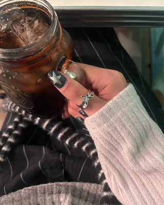 Black Star Stone Silver Ring