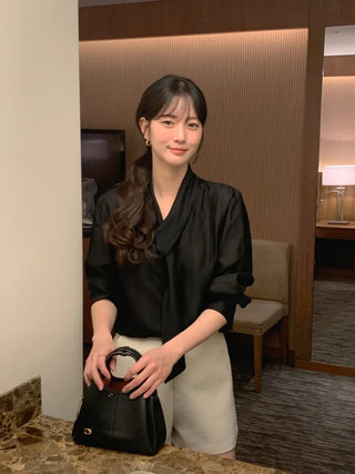 (3 colors) Tie blouse