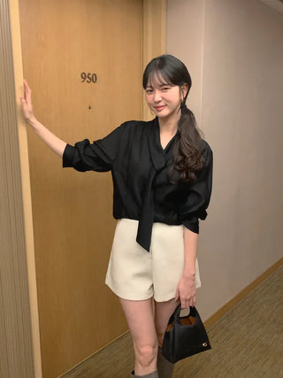 (3 colors) Tie blouse