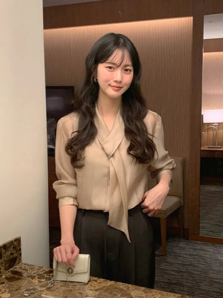 (3 colors) Tie blouse