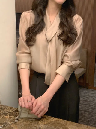 (3 colors) Tie blouse