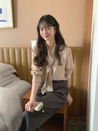 (3 colors) Tie blouse