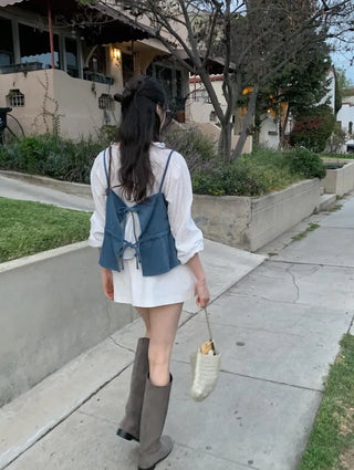 (3 colors) Cotton pleated mini skirt
