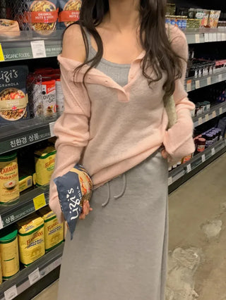 Henley neck wool knit