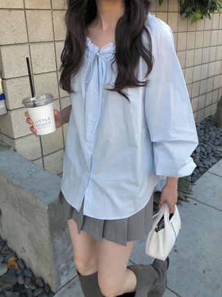 (2 colors) Frill Blouse