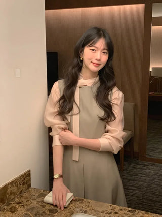 (3 colors) Basic Tie Blouse