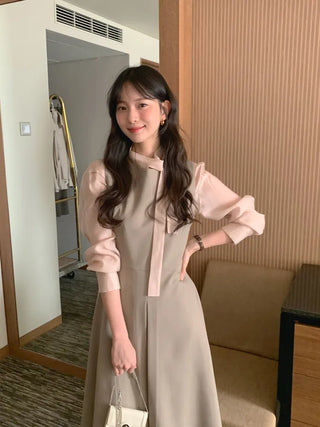 (3 colors) Basic Tie Blouse