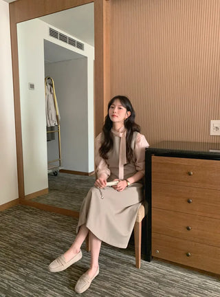 (3 colors) Basic Tie Blouse
