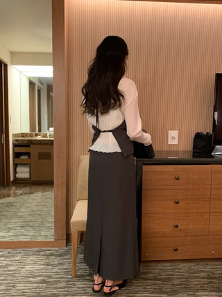 (2 colors) Wrap Long Skirt