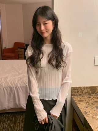 (4 colors) Pleated blouse