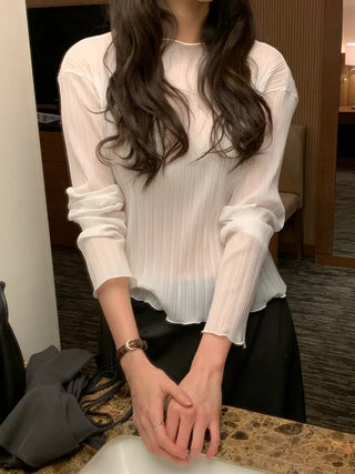 (4 colors) Pleated blouse