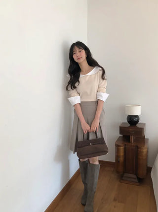 (2 colors) Pleated skirt