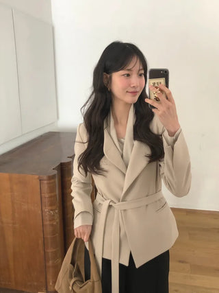 (2 colors) Strapless Collarless Jacket