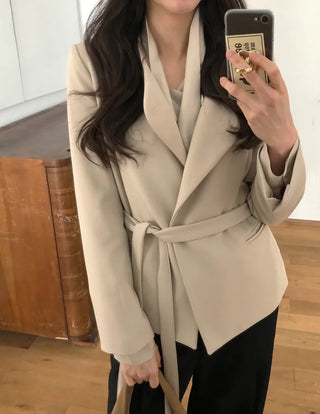 (2 colors) Strapless Collarless Jacket