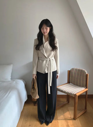(2 colors) Strapless Collarless Jacket