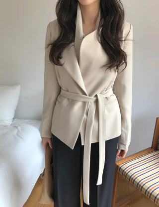 (2 colors) Strapless Collarless Jacket