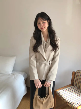 (2 colors) Strapless Collarless Jacket