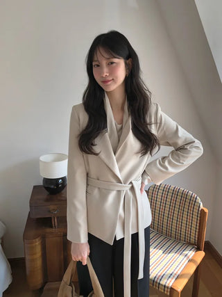 (2 colors) Strapless Collarless Jacket