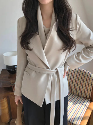 (2 colors) Strapless Collarless Jacket