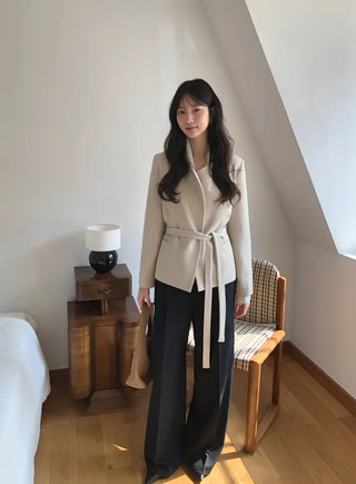 (2 colors) Strapless Collarless Jacket