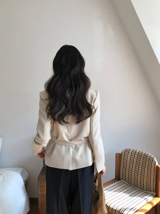 (2 colors) Strapless Collarless Jacket