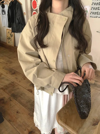 (2 colors) Semi-cropped high-neck mountain parka