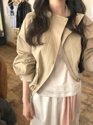 (2 colors) Semi-cropped high-neck mountain parka