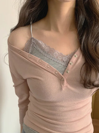(3 colors) Lace String Camisole