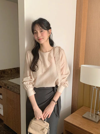(2 colors) Ruffle Ribbon Blouse