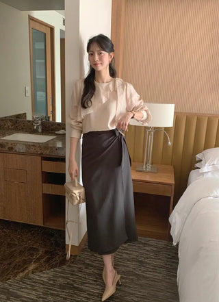 (2 colors) Ruffle Ribbon Blouse