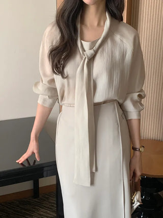 (3 colors) Belted skirt