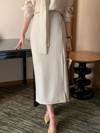 (3 colors) Belted skirt