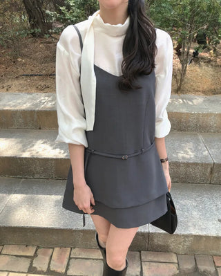 (2 colors) Belted Mini Dress