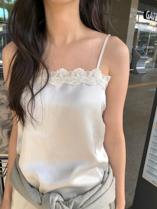 Satin lace slip dress